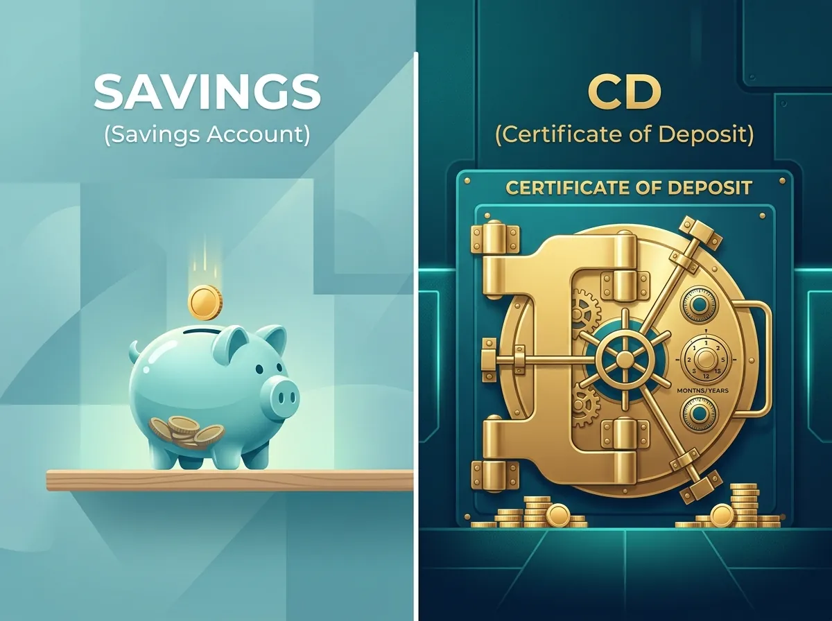 Split comparison of savings account vs CD returns