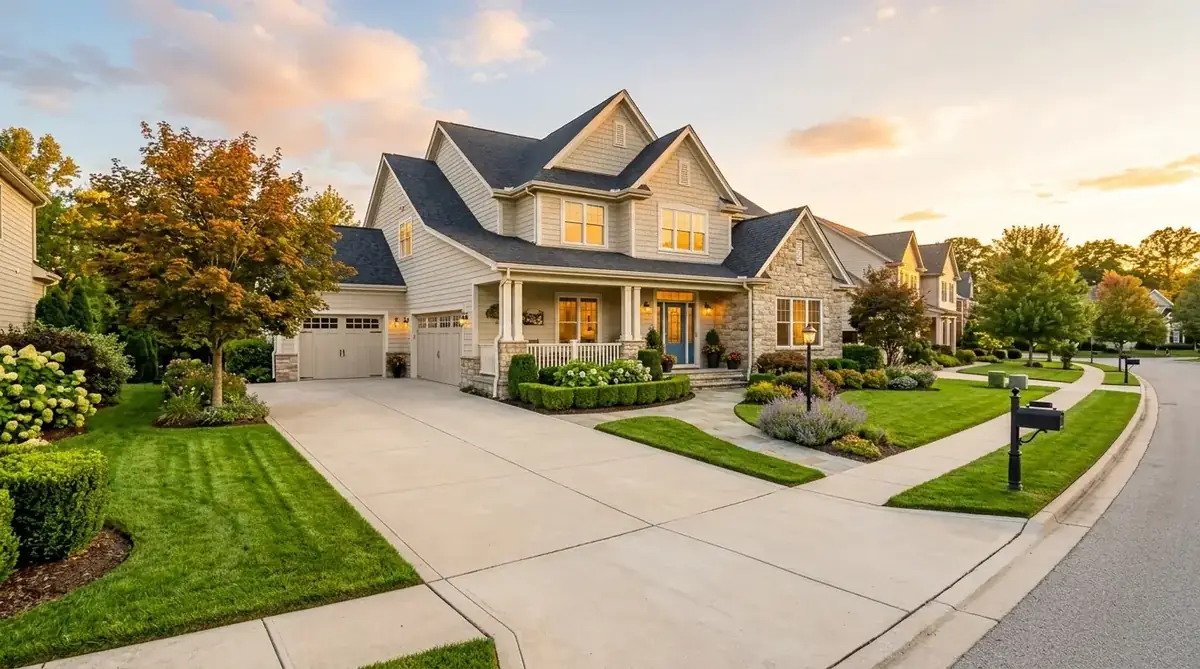Beautiful home with well-maintained driveway showing curb appeal and resale value