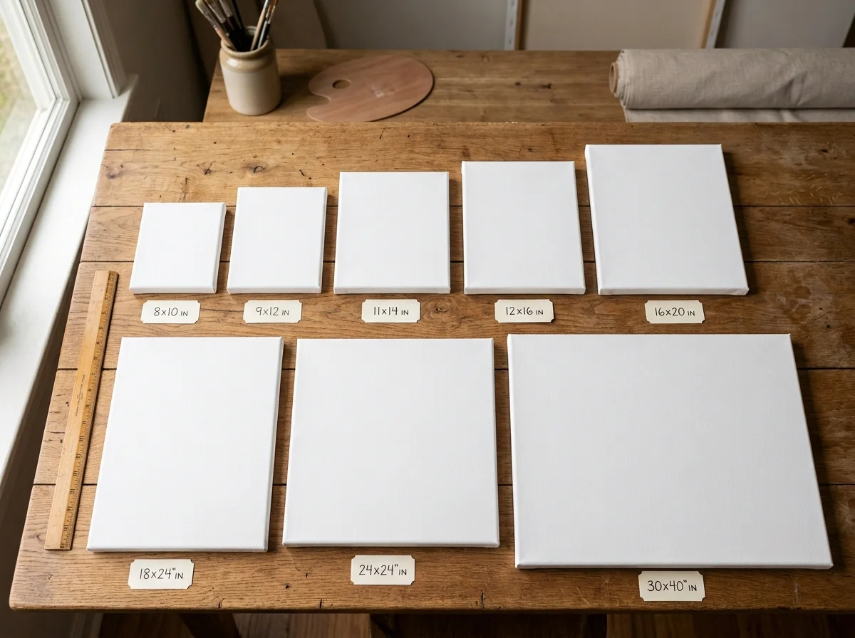 Collection of blank canvases in different sizes